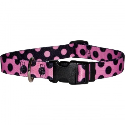 Yellow Dog Design Pink/Black Polka Dot Collar XS (20-30cm) RRP 8.99 CLEARANCE XL 4.99